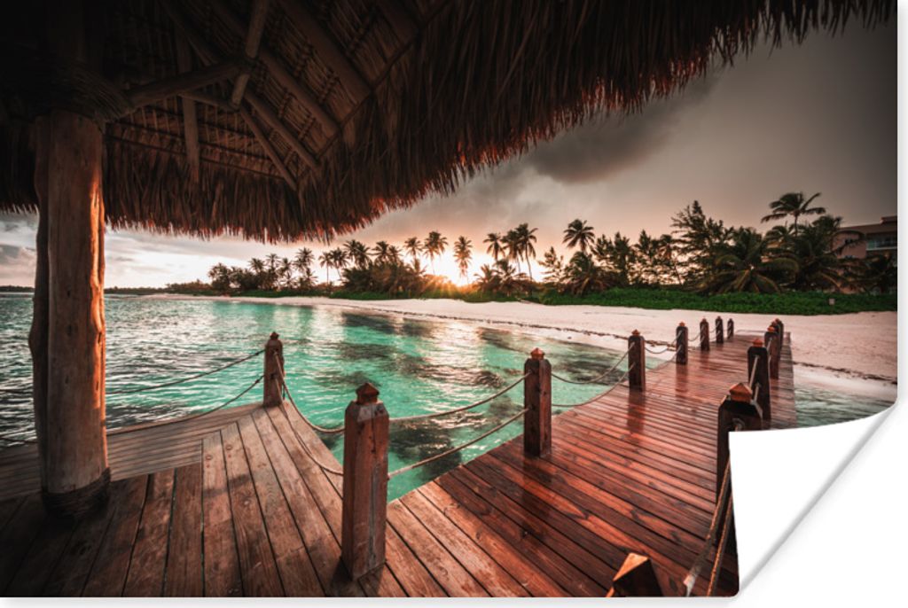 MuchoWow Poster Sonnenuntergang auf Bora Bora 180x120 cm - Fotoplakat