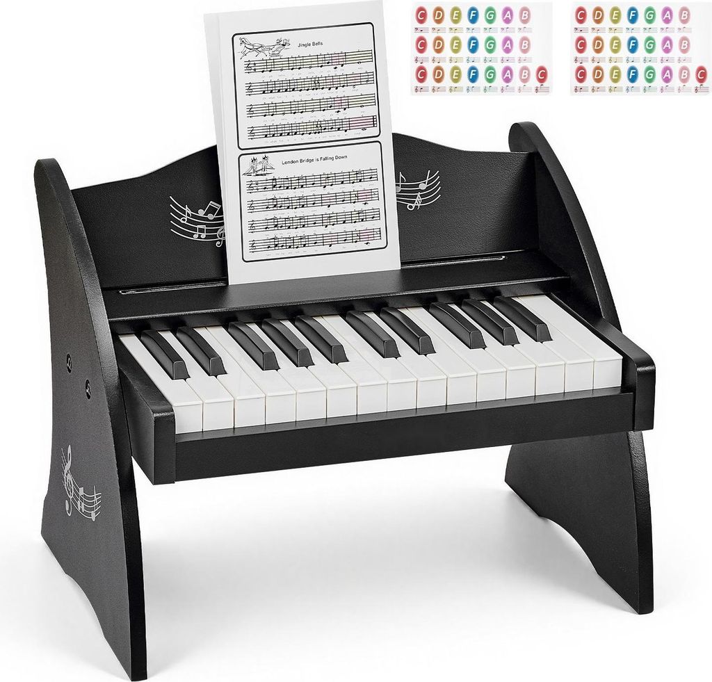 Kinder Keyboard & Klavier - Digitales Mini-Holzklavier - Mit 25 Tasten - Ab 3 Jahren - Realistischer Klang - Lautstärke Einstellbar - Batterie & N...