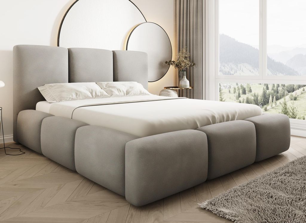 Bubble Polsterbett 120x200 cm Grau – Velluto Samtbezug, Produktbild 
