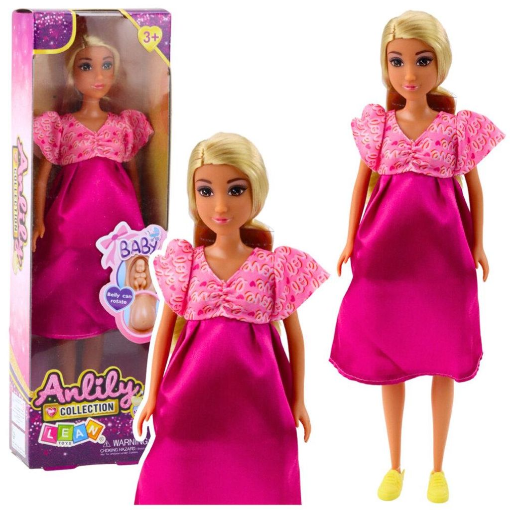 Lean Anlily Puppe Schwangere Rosa Satin Kleid Lange Haare