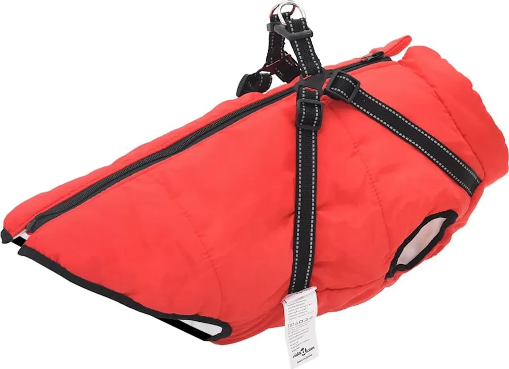 vidaXL Cappotto per cani con pettorina impermeabile riflettente rosso L68 - 8