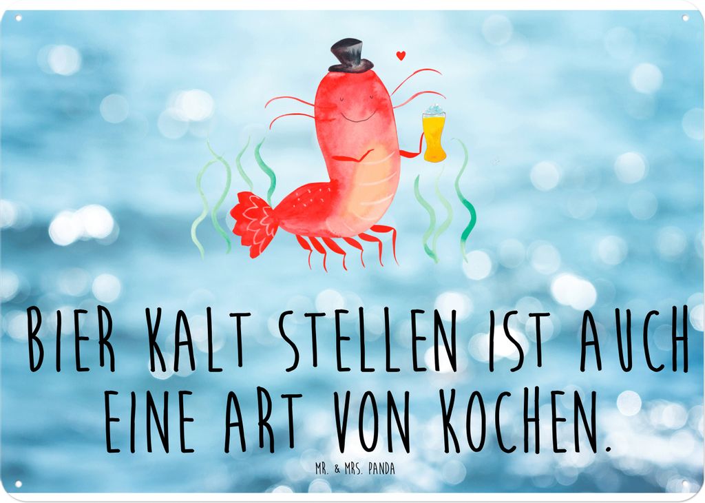 Mr. & Mrs. Panda tafel Hummer Weizen DIN A4 - Oceanblue - Geschenk, Schild, Meer, Türschild, Kochen, Garnelen, Blechschild, Wandbild, Gasthaus, Bl...