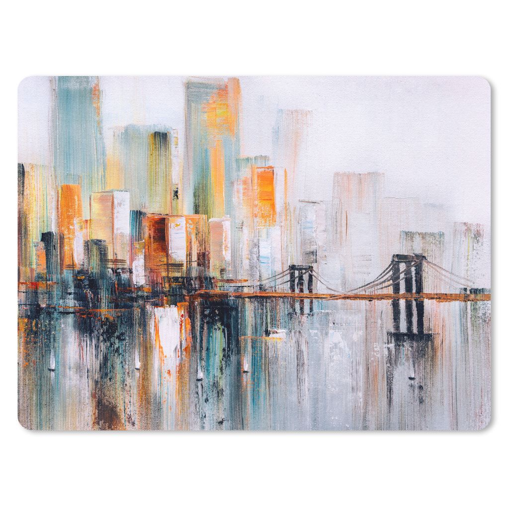 MuchoWow Mauspad Mousepad Ölgemälde - Skyline - Abstrakt 23x19 cm - Mousepads - Maus Mat - Pad - Mausunterlage - Schreibtischunterlage - Mauspad