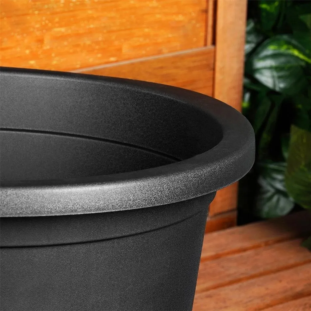 Bac à fleurs noir 39 cm pour terrasse et balcon - Pot plastique robuste