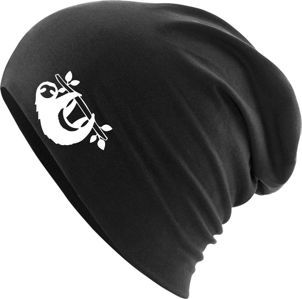 Huuraa Beanie Faultier Silhouette Black One Size Baumwolle und Elasthan Mütze Geschenkidee