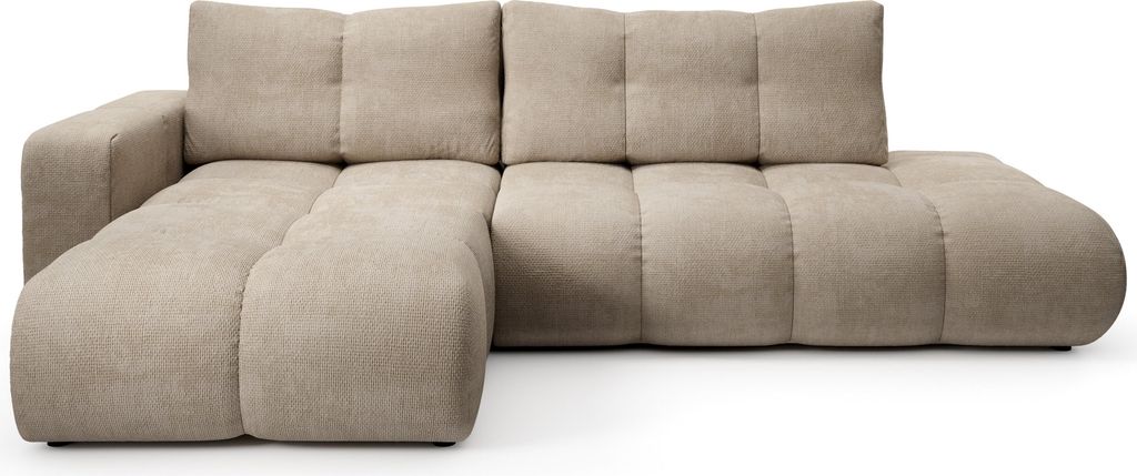 Masseno Ecksofa DUCA L-S mit Schlaffunktion L-Form, Sofa mit Bettkasten, Wohnzimmersofa, Couch, Soffa, Bettsofa, Couchgarnitur- Beige, FLOW 02