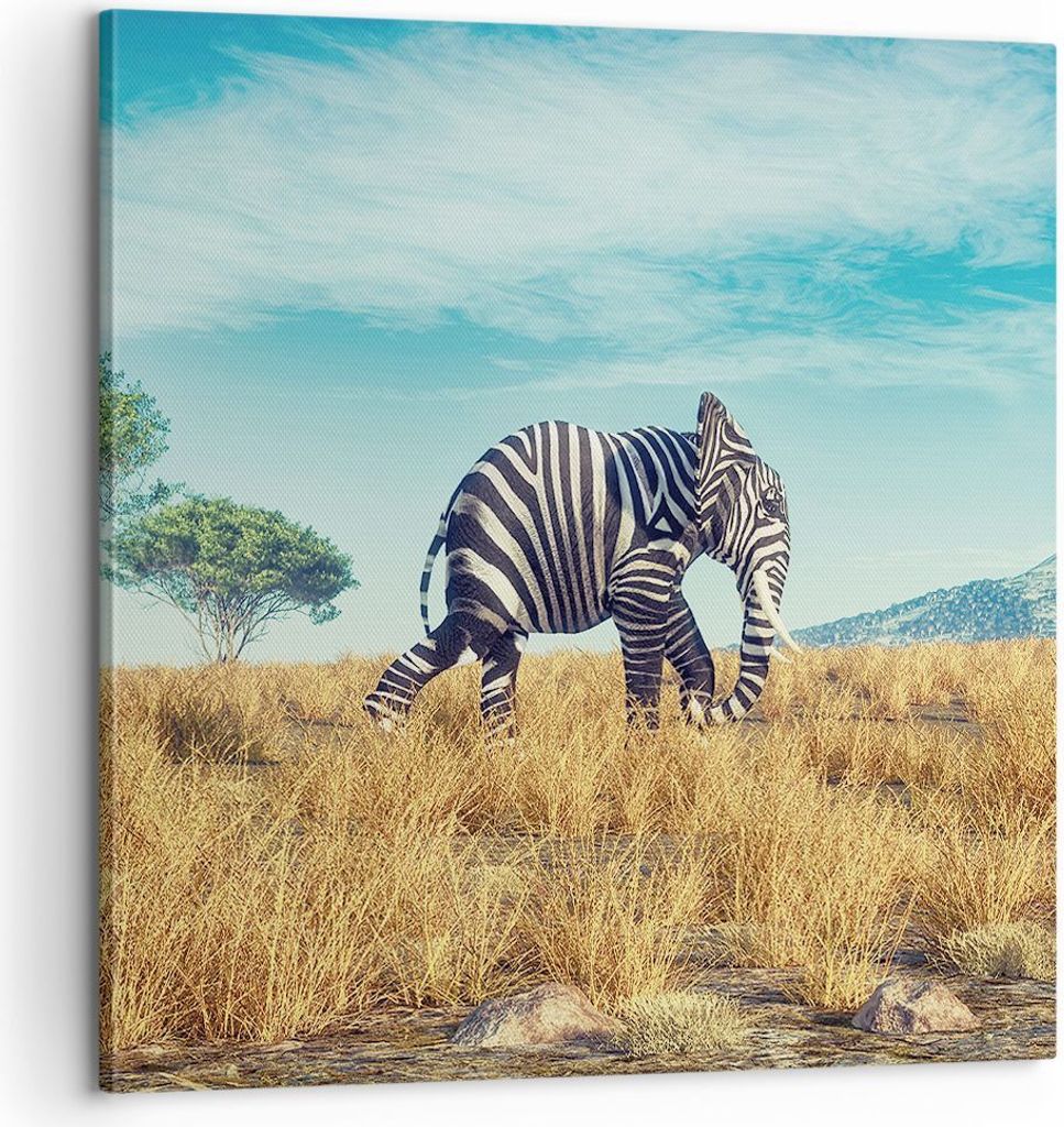 Bild auf Leinwand - Leinwandbild - Einteilig - Surreal Elefant Rippen - 60x60cm - Wand Bild - Wanddeko - Wandbilder - Leinwanddruck - Bilder - Wand...