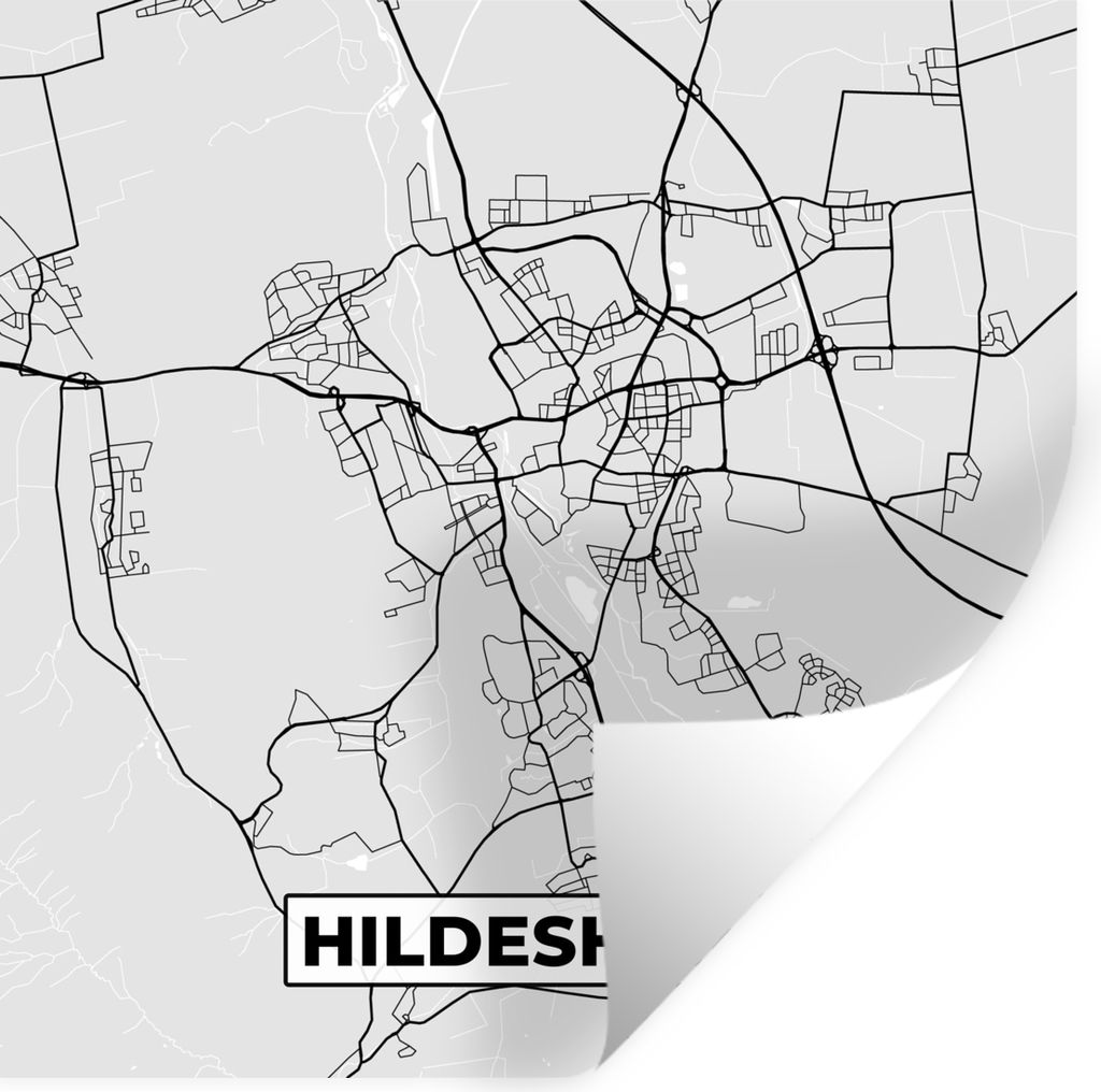 MuchoWow Wandtattoo Wandsticker Wandaufkleber Hildesheim - Karte - Stadtplan - Deutschland - Karte 50x50 cm Selbstklebend und Repositionierbar - ...