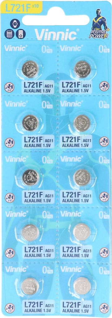 Alkalibatterie vinnic g11 / ag11 / l721 / lr58 10 Stück. Produktbild 
