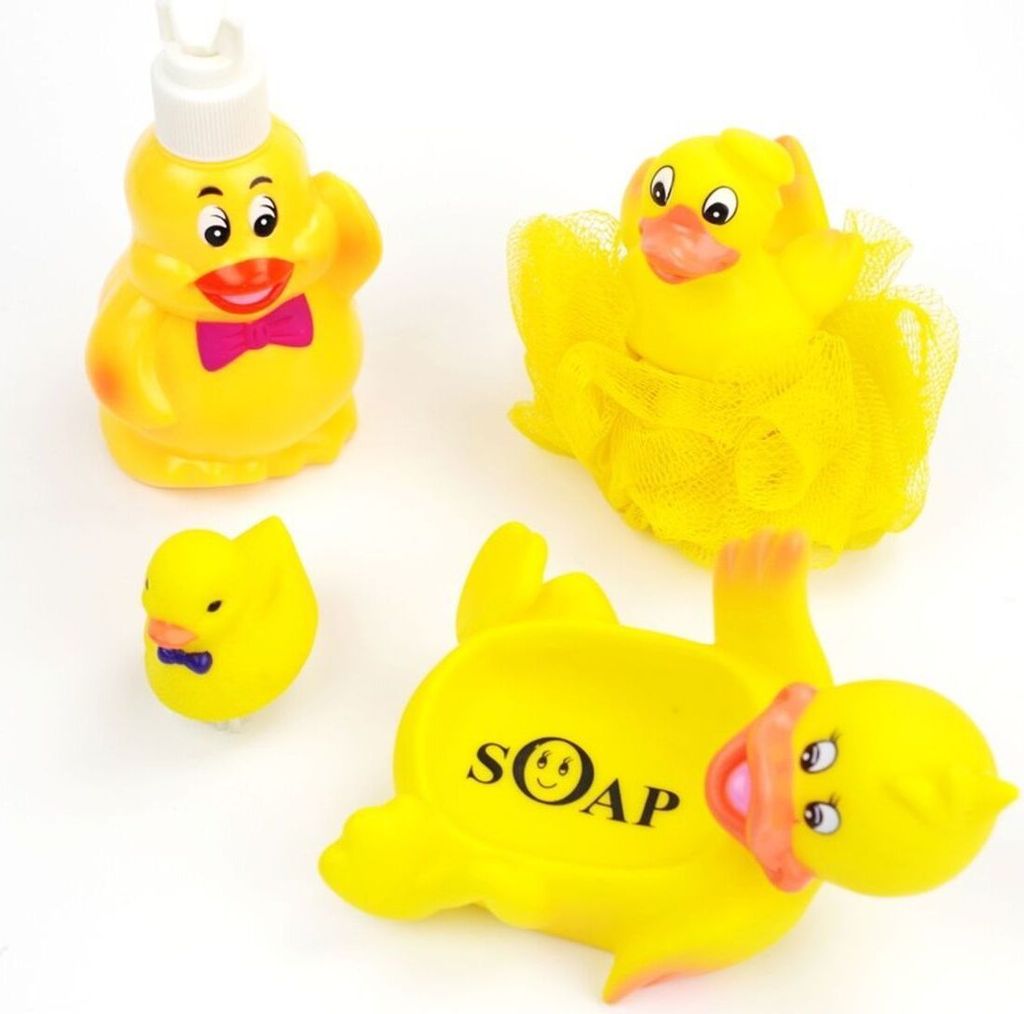 Badeente Set 4tlg. Badetiere Badefiguren Seifenspender Seifenablage
