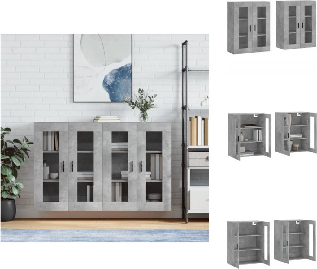 vidaXL Wandschränke 2 Stk. Betongrau Holzwerkstoff - Sideboards