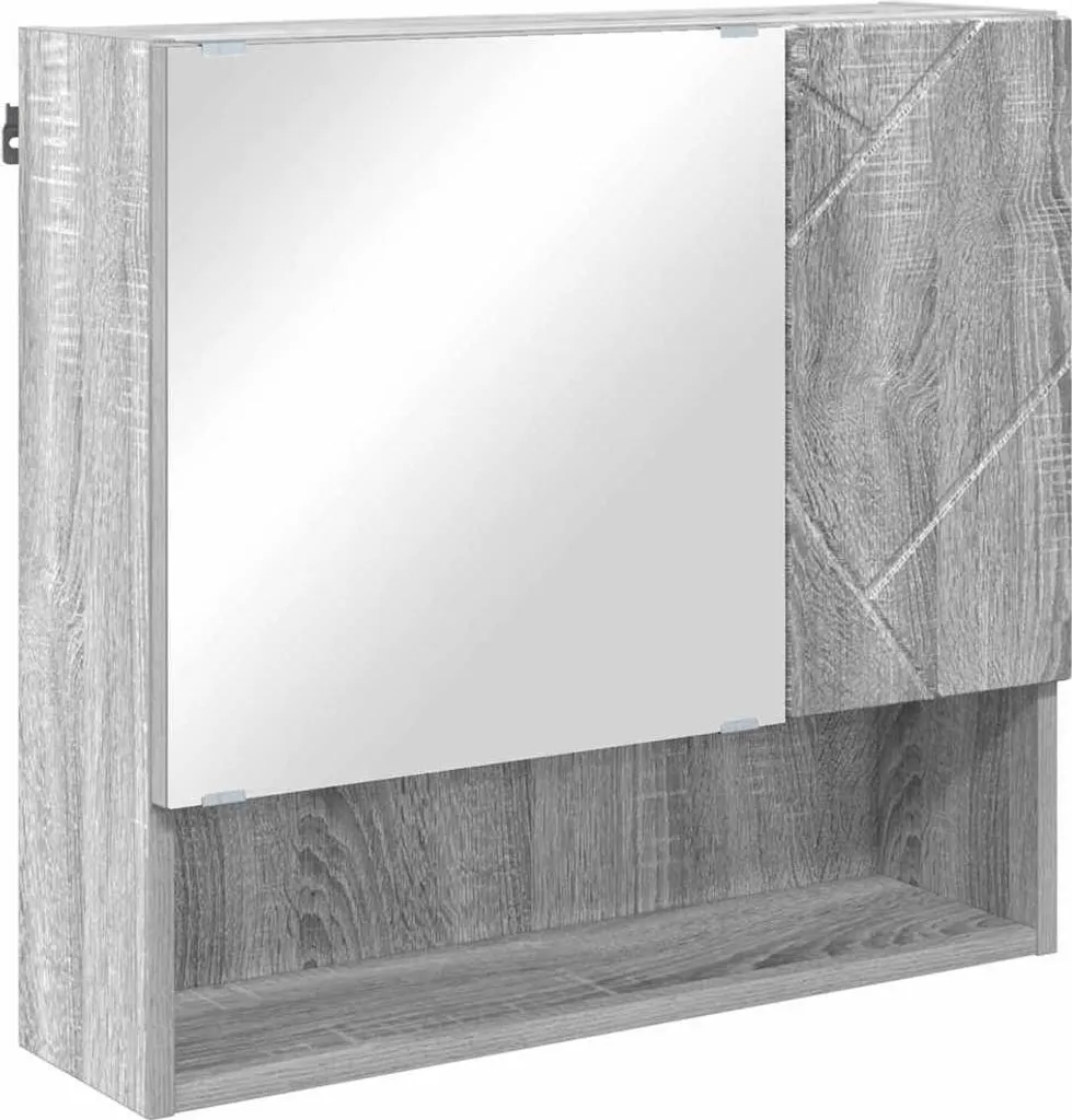 Armadietto Bagno a Muro con Specchio 59x17x55 cm Grigio Sonoma