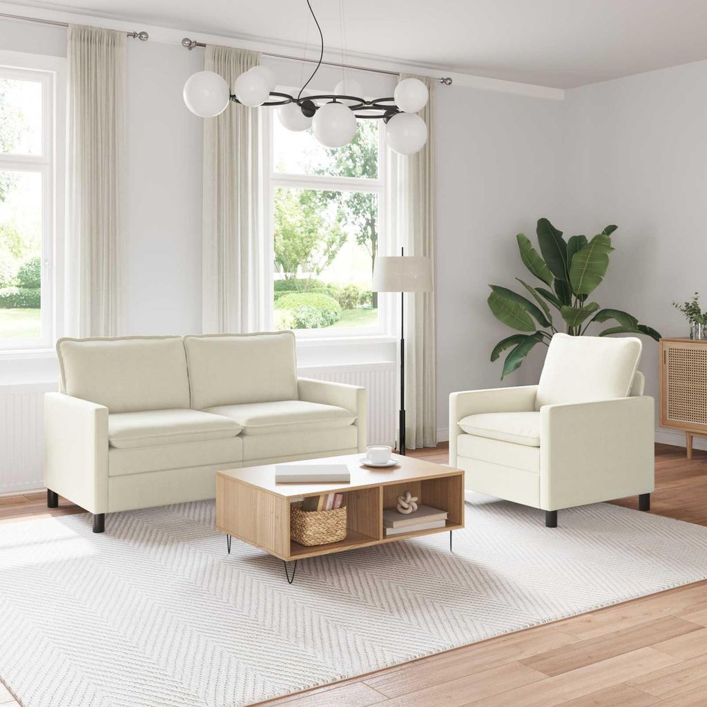 Möbel Sofa Set 2 pcs Creme StoffKlassische Sofas - Klassische Sofas c4847