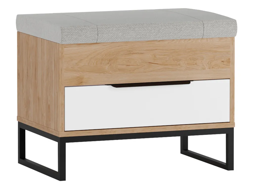 Banc avec coffre de rangement FABENS : gain de place entrée Noyer Mat