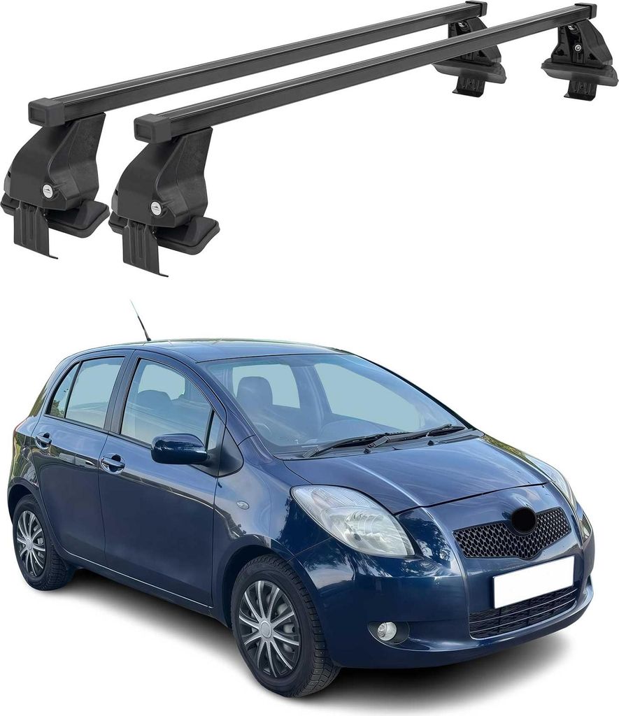 Menabo Dachträger Grundtäger für Toyota Yaris 2005-2011 50kg Stahl Schwarz 2 tlg