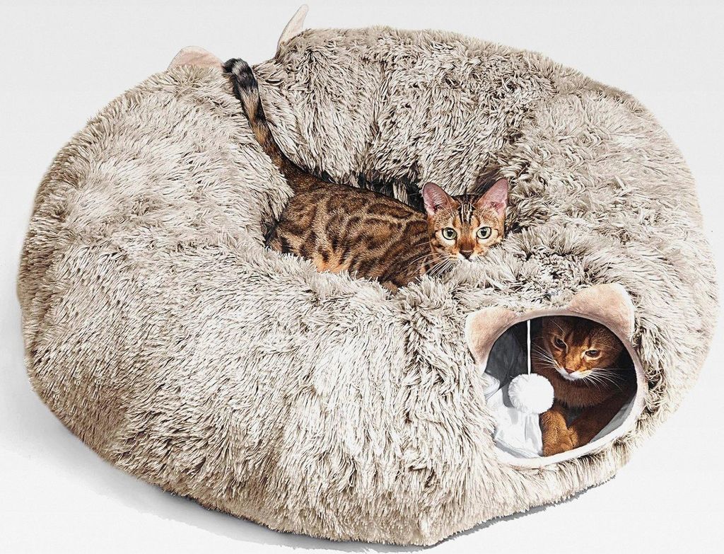 Katzentunnel, Großer Katzentunnel mit Zwei Eingängen Katzenhöhle, Geeignet für Katze, Katzenspielzeug für Indoor-Katzen, Weiches Katzenbett