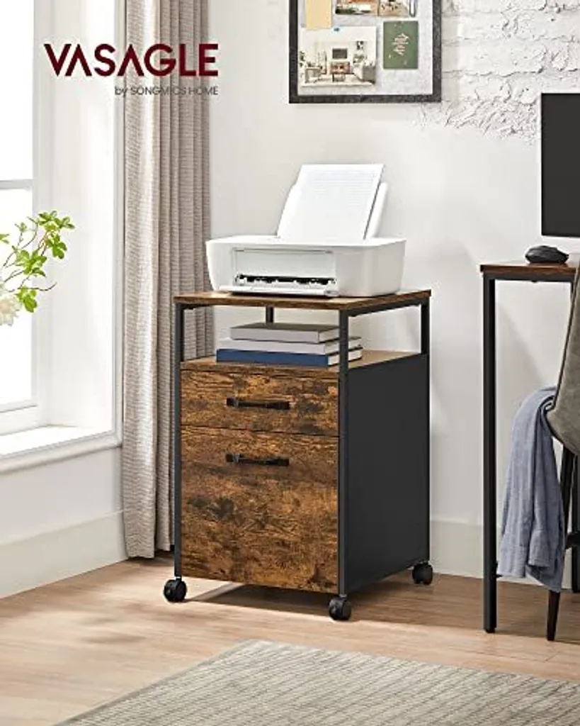 Caisson de bureau mobile à roulettes, 2 tiroirs, finition rustique - 10