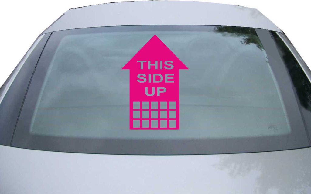 Indigos UG - Aufkleber Heckscheibe & Motorklappe DE6273 - pink - 600x428 mm - this side up - Auto Scheiben Fenster Heckklappe Tuning Racing JDM - D...