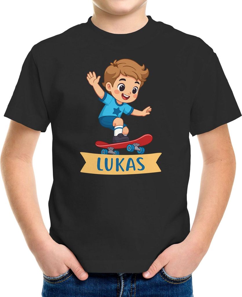 Kinder T-Shirt Jungen Dinosaurier personalisiert mit Name Dino Shirt zum Geburtstag, Schulanfang Alltag Comicshirt Moonworks