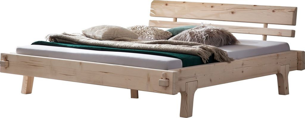 SalesFever Balkenbett 140 x 200 cm | Fichtenholz | Massivholz | B 164 x T 224 x H 78 cm | natur