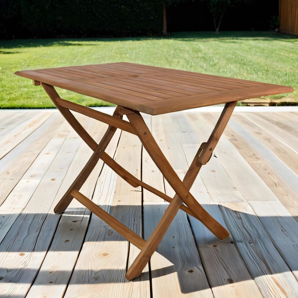 Gartentisch Callao, Akazienholz massiv & geölt, Abgerundeter Klapptisch 120x70 cm, Holztisch für Balkon, Terrasse, Wintergarten oder Garten, pfle...