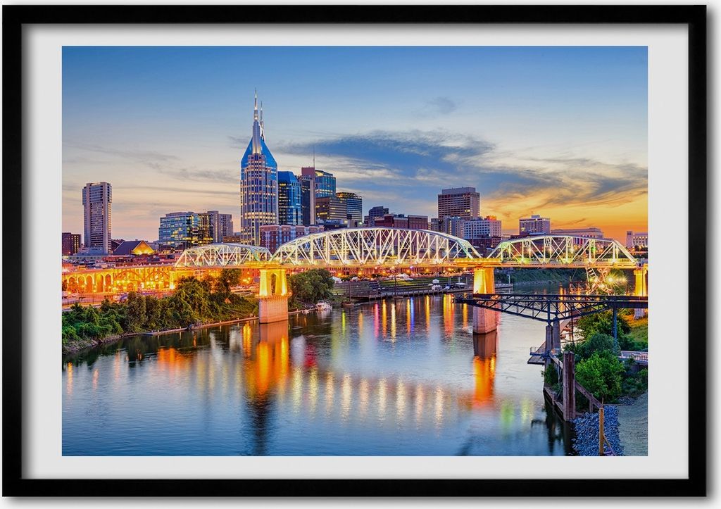 Bild - Bilder - Bilderrahmen - 70 cm x 50 cm - MDF-Rahmen, Wandkunst Brücke Tennessee USA