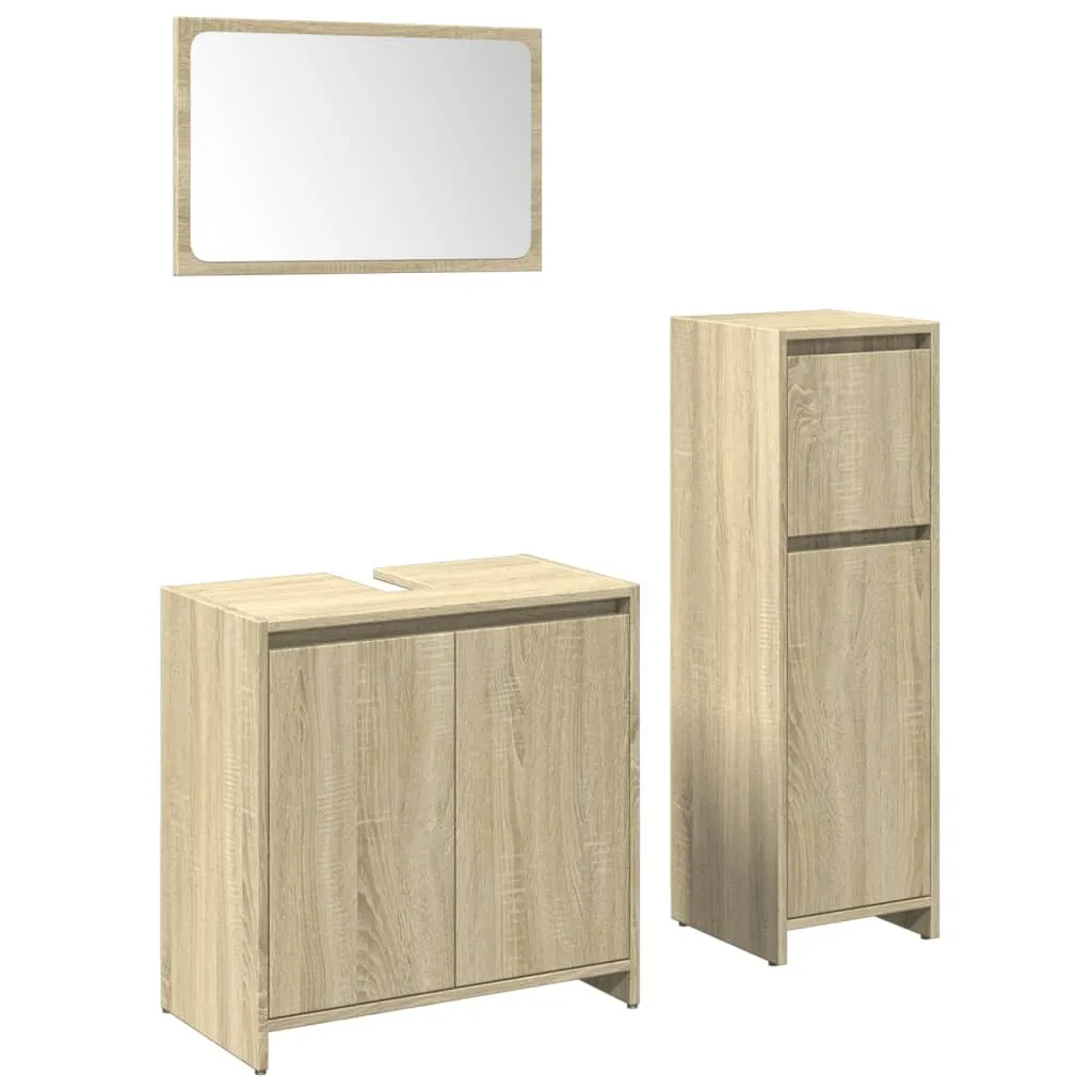 Maison Exclusive - Set Mobili da Bagno 3 pz Rovere Sonoma in Legno Multistrato - 2