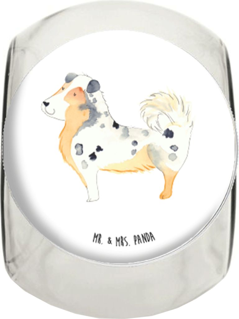 Mr. & Mrs. Panda Bonboniere Hund Australien Shepherd XL 2000ml - Weiß - Geschenk, Familienhund, Hundeliebe, Vorratsdose, Frischhaltedose, Spruch, ...