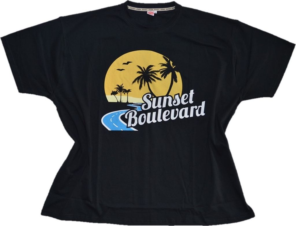 Übergrößen Designer T-Shirt HONEYMOON schwarz Sunset Boulevard 8XL