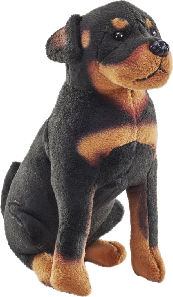 Plüsch Rottweiler dunkler Hund mit Sound - 18 cm