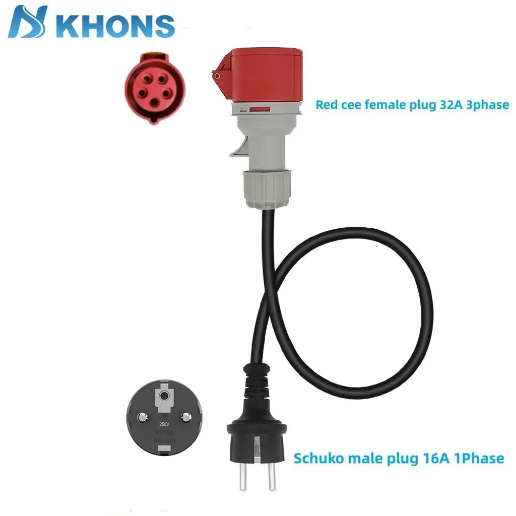Câble de recharge voiture électrique triphasé 32A Schuko CEE 16A