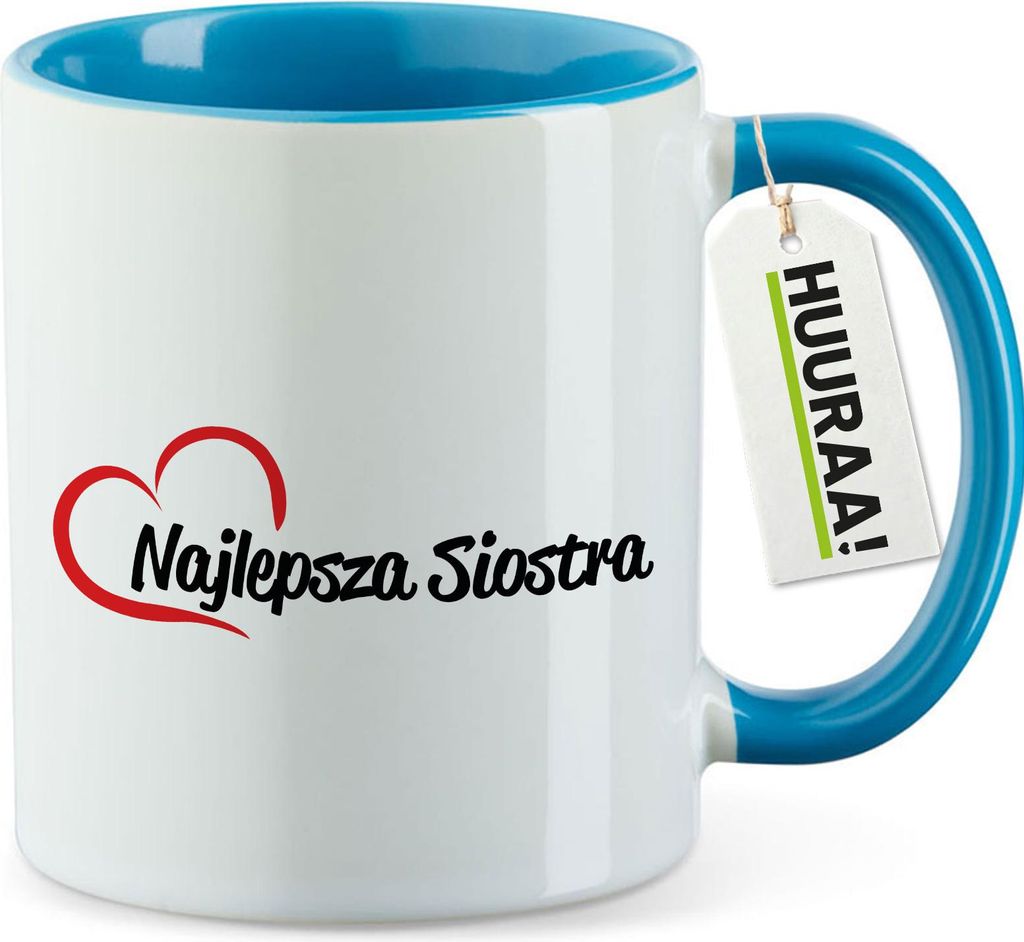 Huuraa Kaffeetasse Najlepsza Siostra Serce 330ml Blau Keramik Kaffeebecher Geschenkidee