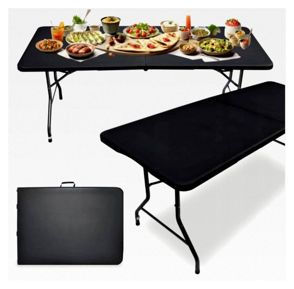 Klappbarer Tisch für Catering, Gartentisch, Balkontisch, Campingtisch, Bartisch, Bistrotisch, 180 x 70 cm, Schwarz