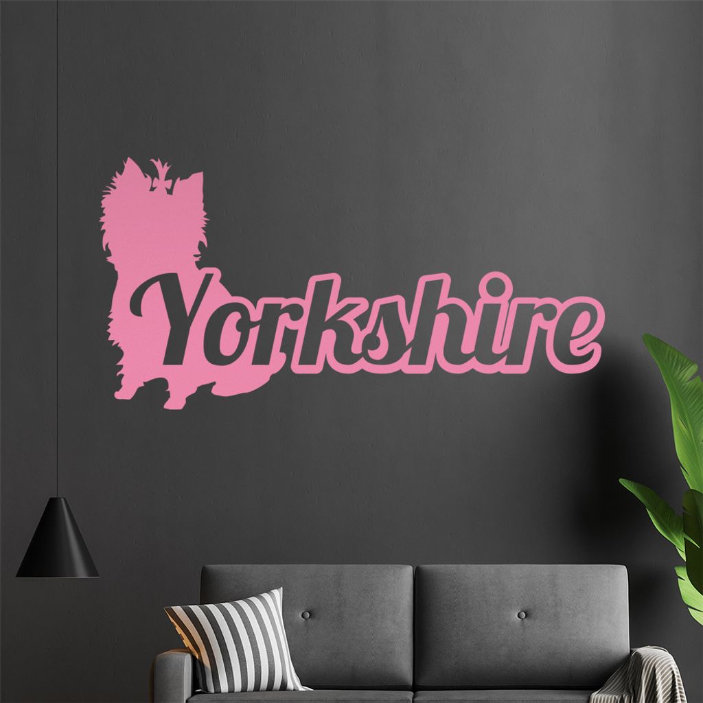 KIWISTAR Yorkshire mit Name Schrift Silhouette Wandtattoo in 6 Größen - Wandaufkleber Wall Sticker - Dekoration, Küche, Wohnzimmer, Schlafzimmer...