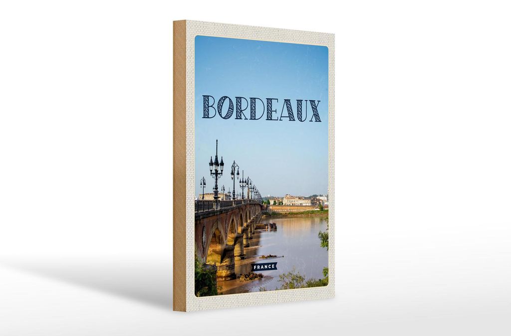 Holzschild Reise 20x30cm Bordeaux France Reiseziel Geschenk