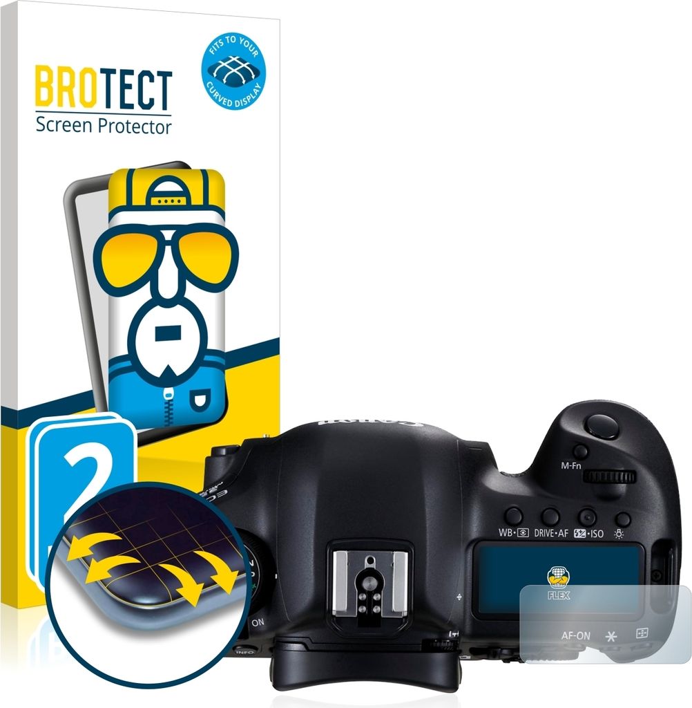 2x BROTECT Fullscreen Schutzfolie für Canon EOS 5D Mark III (Schulterdisplay) Displayschutz Folie Fullcover Klar Transparent