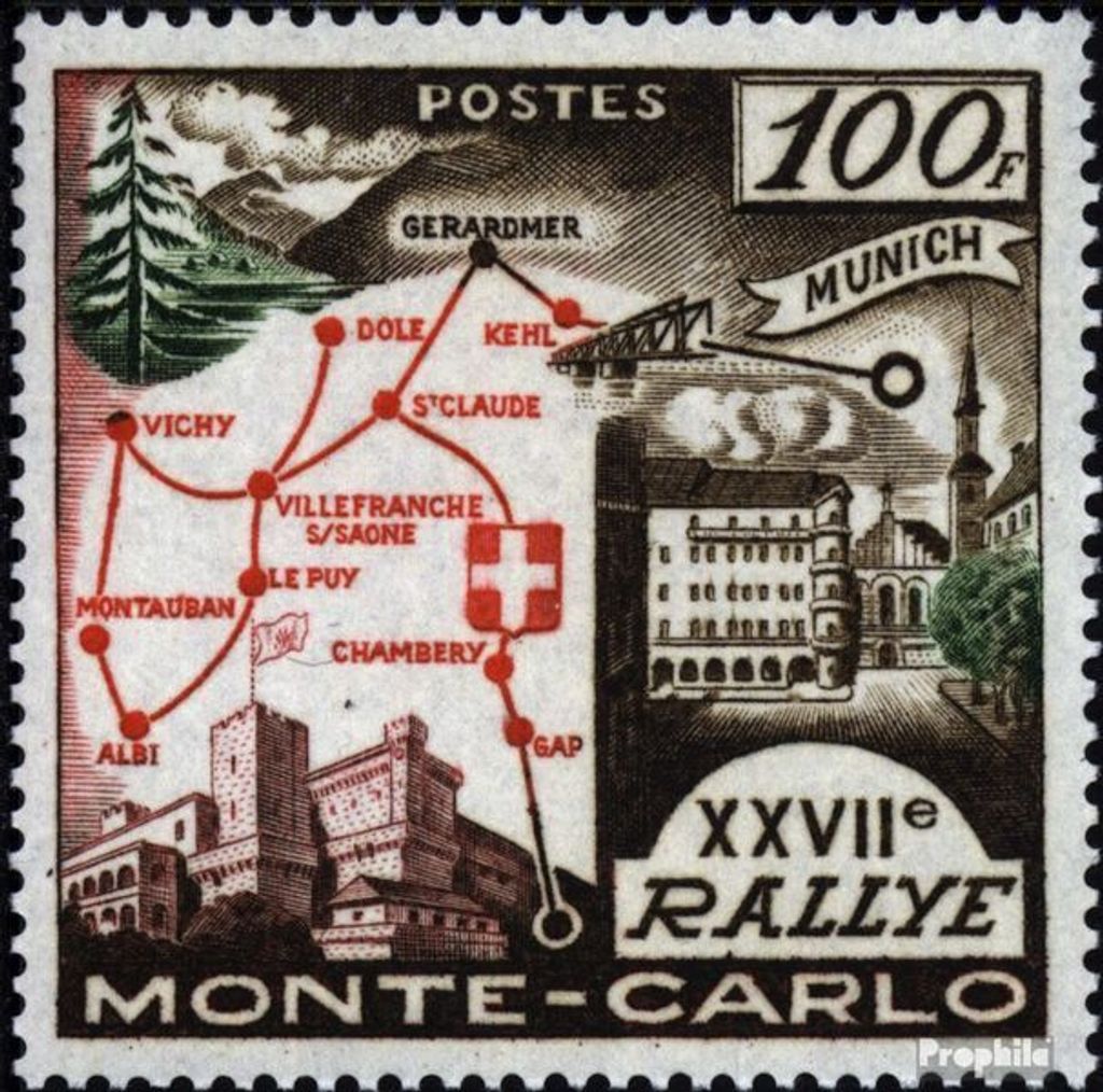 Briefmarken Monaco 1958 Mi 588 (kompl.Ausg.) postfrisch Rallye Monte Carlo