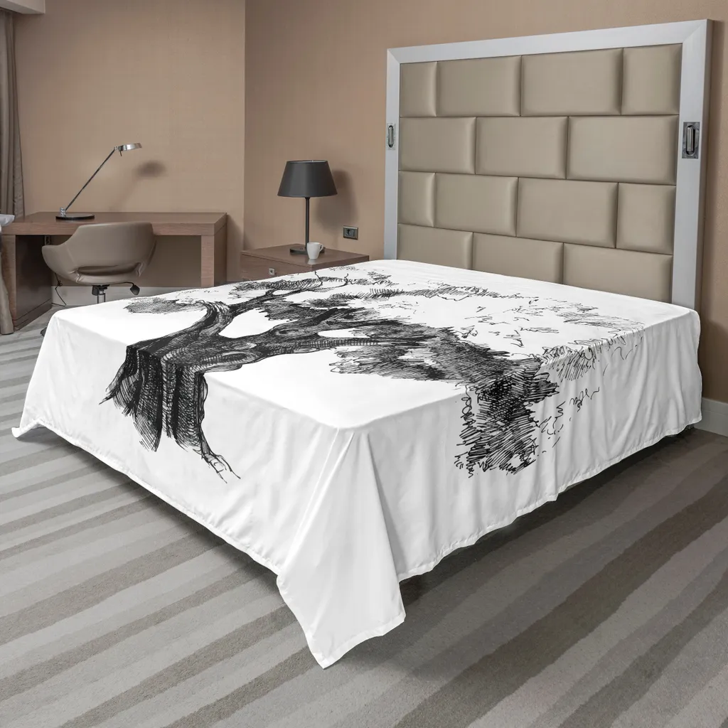 Drap de lit supérieur imprimé olivier et fruits nature 275x260 cm blanc
