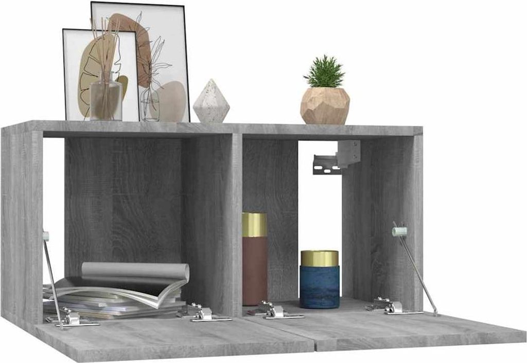 | TV-Schrankset | Wandmontiert 3 pcs Grau Holzwerkstoff