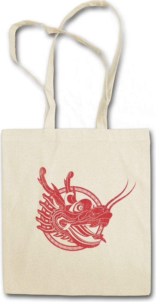 Urban Backwoods Chinese Tattoo Dragon Head, Stofftasche, Farbe: Beige