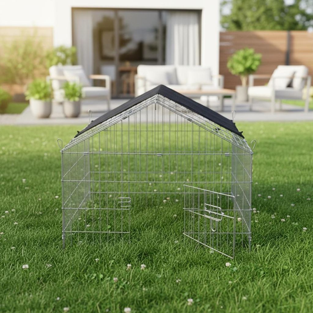 Freigehege mit Sonnenschutz Tiergehege Tierlaufstall Freigehege Freilauf Haus