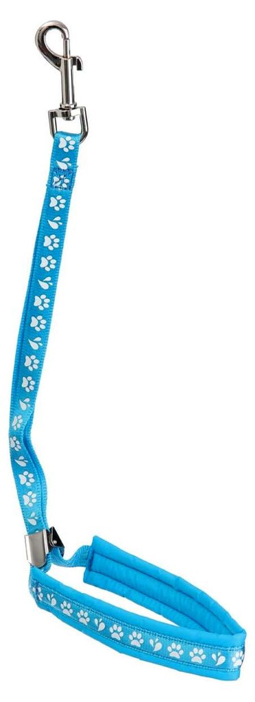Halteschlaufe mit Gleitverschluss aus Metall - Pfotenmotiv - Polsterung um den Hals für mehr Komfort - 42cm, Cyanblau
