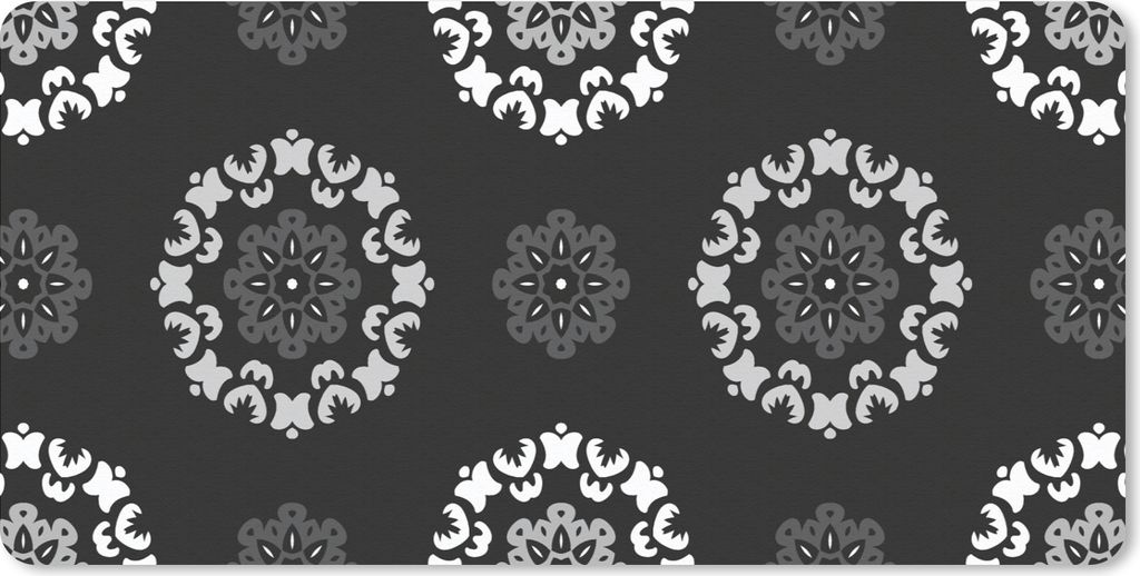 MuchoWow Mauspad Mousepad Mandala - Muster - Schwarz und Weiß 60x30 cm - Mousepads - Maus Mat - Pad - Mausunterlage - Nachhaltig