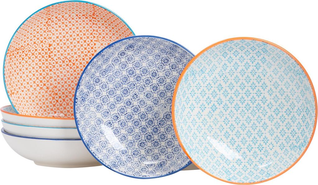 Nicola Spring handbedruckte Pastaschalen – 22 cm – 3 Farben Produktbild 