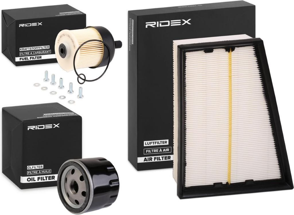 RIDEX Filterset Inspektionspaket Filtersatz für RENAULT Clio IV Schrägheck (BH) GRAND SCÉNIC III (JZ0/1) Captur (J5, H5) KANGOO Express (FW0/1)