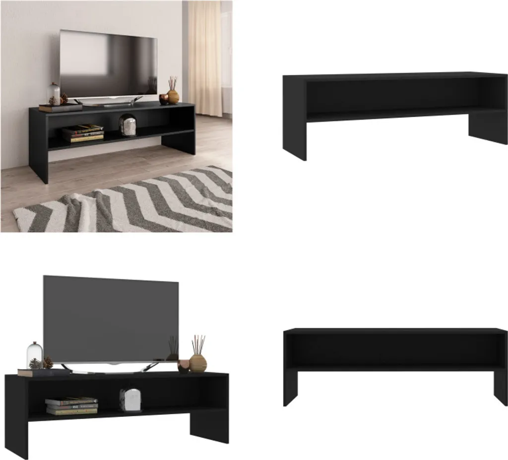 Offerta Mobile TV Nero 120cm | Tavolo TV Legno Nero Prezzo Imbattibile