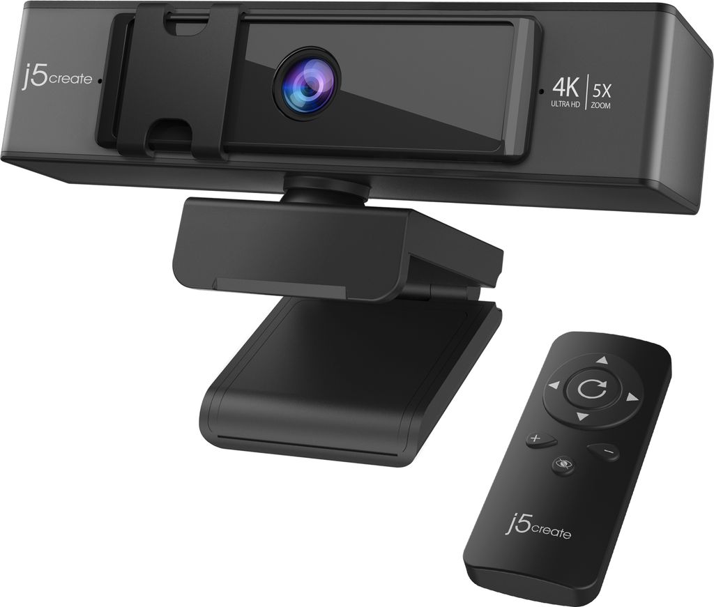 j5create JVCU435-N USB 4K Ultra HD Webcam mit 5x Digital Zoom Remote Control, 8,29 MP, 3840 x 2160 Pixel, Full HD, 30 fps, 640x480@30fps, 1280x7...