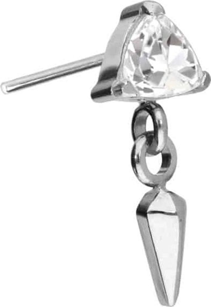 Piercing-Zubehör Titan Aufsatz mit Push Pin KRISTALLDREIECK + SPITZE