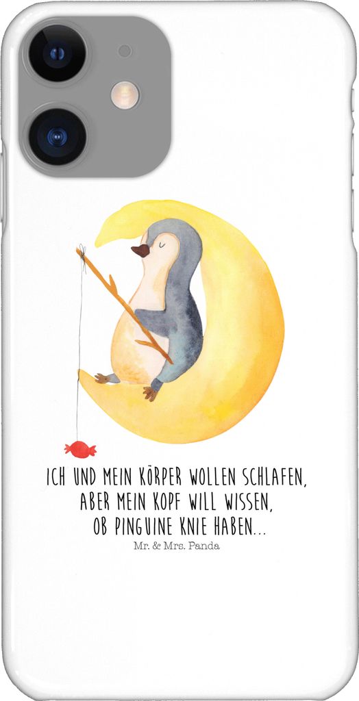 Mr. & Mrs. Panda Iphone 11 Handyhülle Pinguin Mond - Weiß - Geschenk, Schlafzimmer, schlafen, Angel, Neugierig, Handy Schutzhülle, Cover, Süßi...