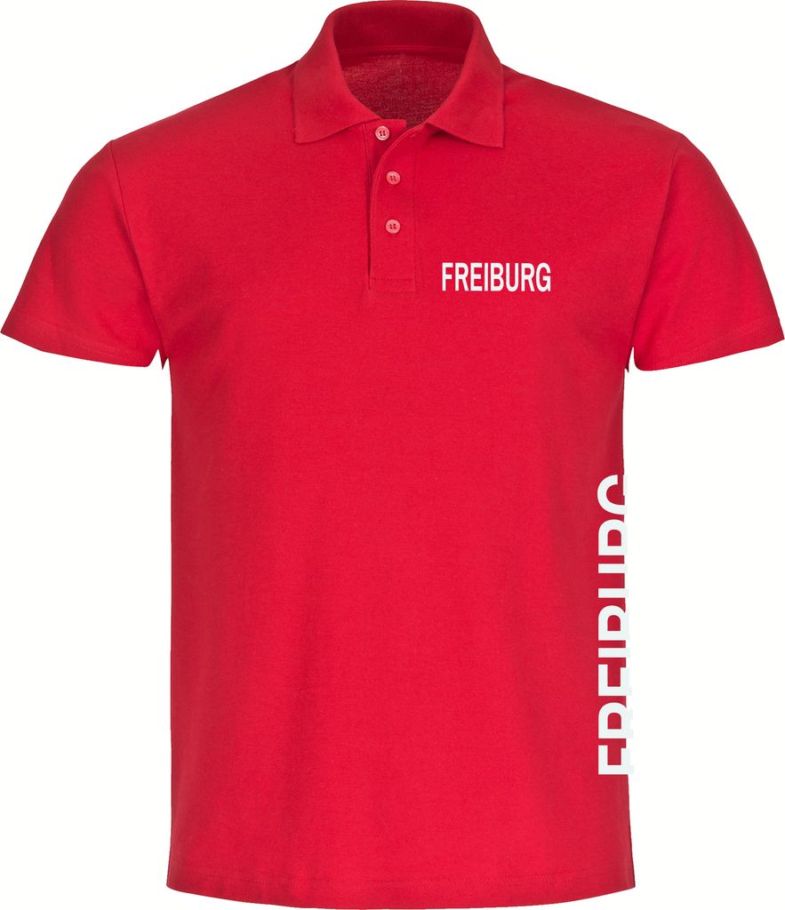 multifanshop Poloshirt - Freiburg - Brust & Seite, rot, Größe 3XL